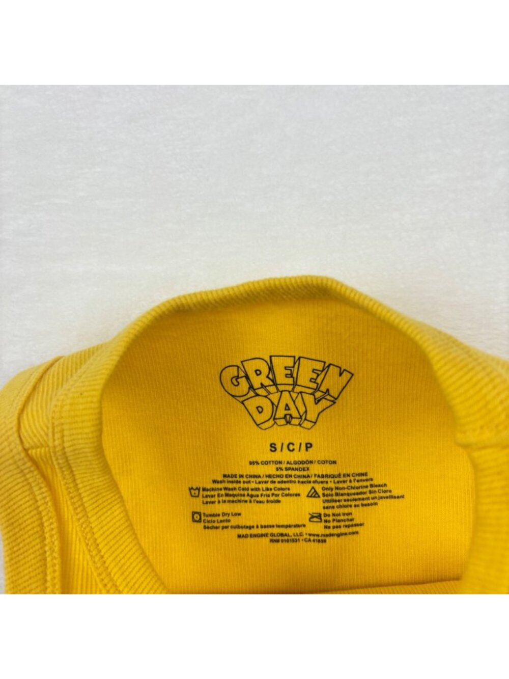 Green Day Dookie Yellow Baby Tank Top Small Band Merch Cotton Cropped - Picture 3 of 7